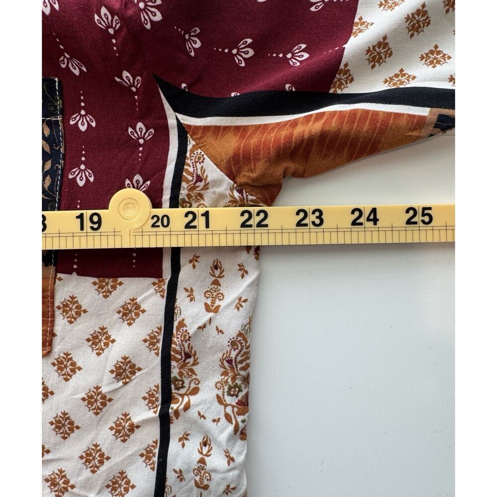 Tru Self Women's Shirt Blouse Mixed Patterns Patchwork Button Front Size XL - Picture 11 of 12